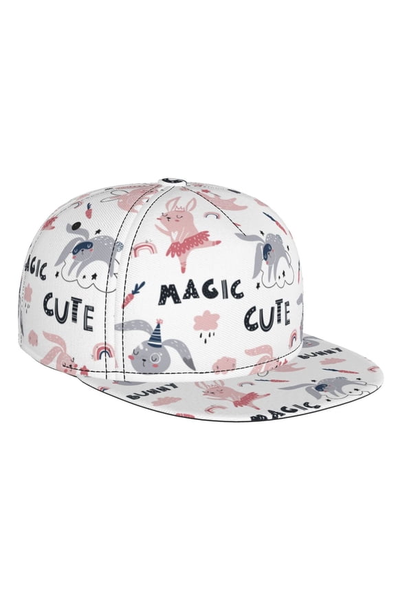 Cute Magic Bunny for Baseball Cap Men Cap Flat Brim for Men Women Teens Adjustable Baseball Cap