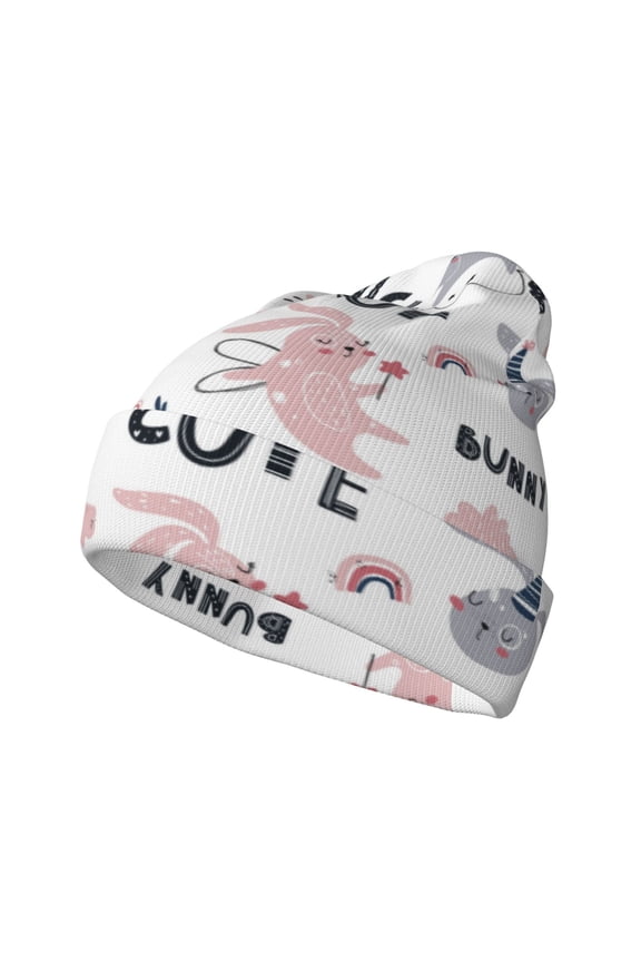 Cute Magic Bunny for Men's Knit Cuffed Beanie for Outdoor Activities Unisex