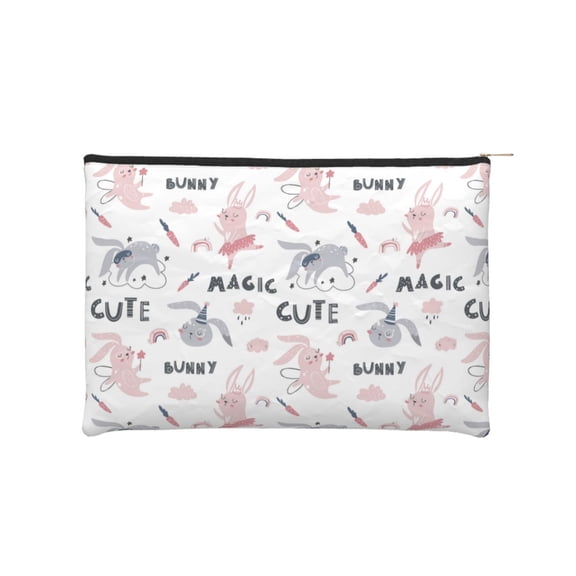 Hirioo Cute Magic Bunny for Paper Reusable Cosmetic Bag Zipper Encouragement Travel Pouch Toiletry Bag for Women Girls