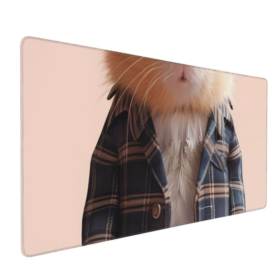 Hirioo Cute Mouse In Glasses for Mouse Pad ,Anti-Slip Base, Durable Stitched Edges, Perfect for Gaming, Office, and Home Use,16x35.5in