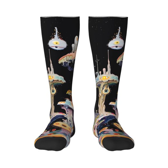 Hirioo Cute Mushroom Landscape for Adult Stockings Breathable Sock Non-Pilling,Contrasting Color Design