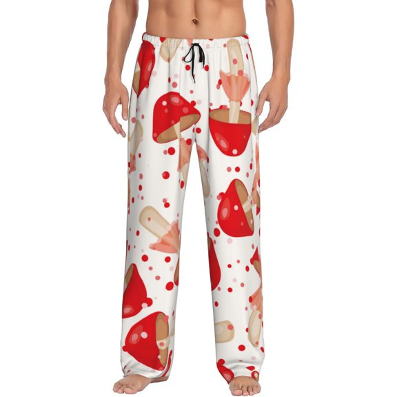 Hirioo Cute Mushroom for Men's PJ Pajama Pants Sleep Pants Men's Home Trousers with Pockets,S-3XL-Small