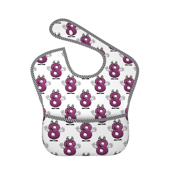 Hirioo Cute Number 8 for Baby Waterproof Pocket Bib Adjustable Closed for Babies Toddlers with Large Pocket 6-24Months