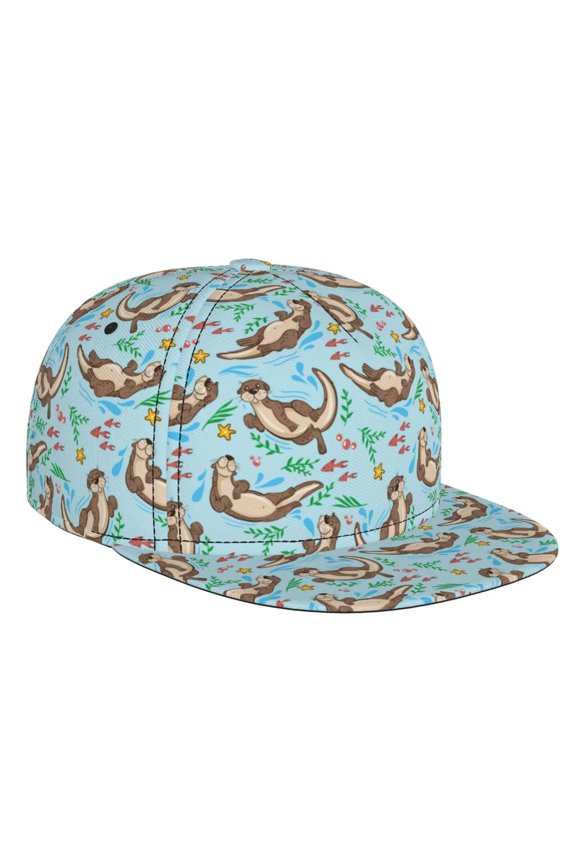 Cute Otters for Baseball Cap Men Cap Flat Brim for Men Women Teens Adjustable Baseball Cap