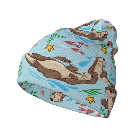 Hirioo Cute Otters for Men's Knit Cuffed Beanie for Outdoor Activities Unisex