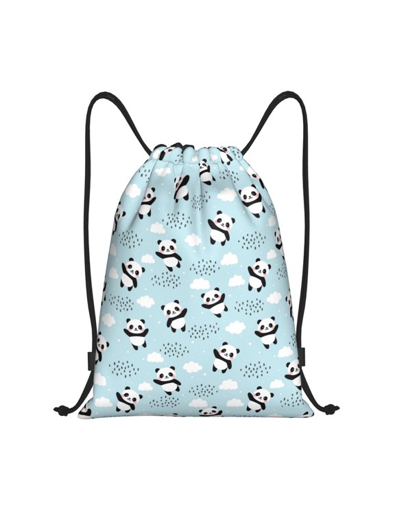 Cute Panda Bear Print Drawstring Backpack Bag Sport Versatile Sports Backpack for Gym, Travel, Swimming, Beach