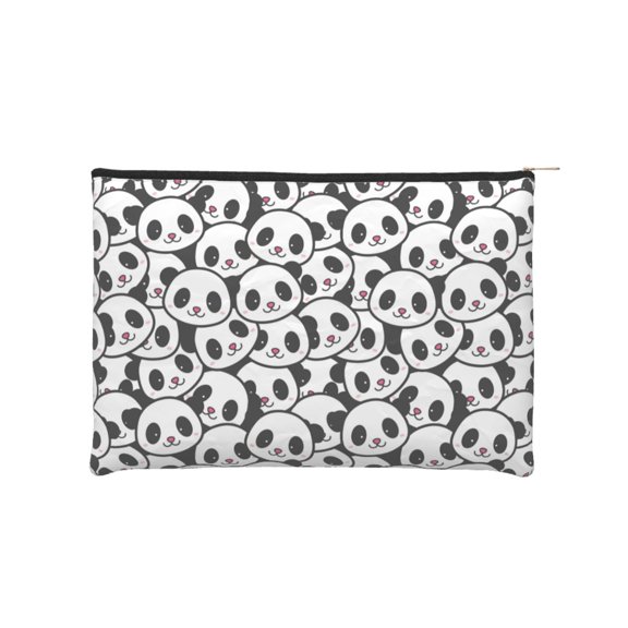 Hirioo Cute Panda Face for Paper Reusable Cosmetic Bag Zipper Encouragement Travel Pouch Toiletry Bag for Women Girls