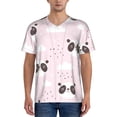 thumbnail image 1 of Hirioo Cute Panda for Men's Baseball T-shirt Shirts Short Sleeve Casual Summer Button Stretch T Shirts,Size S-4XL-X-Large, 1 of 7