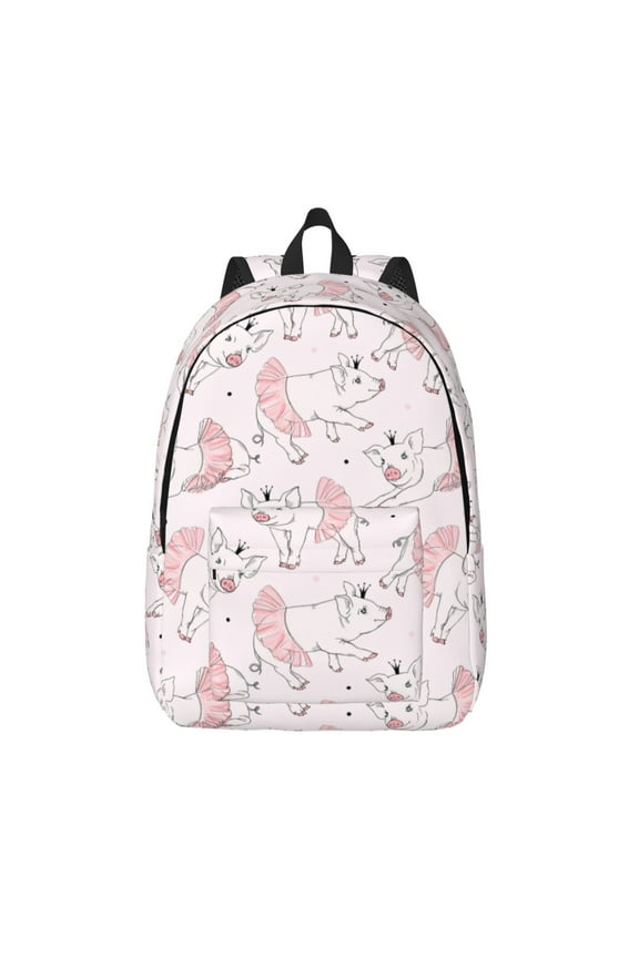 Cute Piggy Ballerina Canvas Backpack, Durable Travel Backpack with Multiple Compartments,Large Capacity, Backpack for School, Hiking, Work