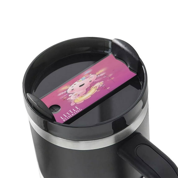 Hirioo Cute Pink Axolotl A for Stanley Cup Lid Nameplate Personalized Acrylic Nameplate Tumbler Lid Topper(30oz , 40oz)