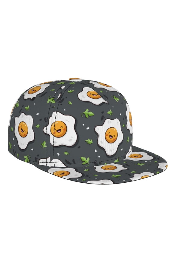 Cute Poached Eggs for Baseball Cap Men Cap Flat Brim for Men Women Teens Adjustable Baseball Cap