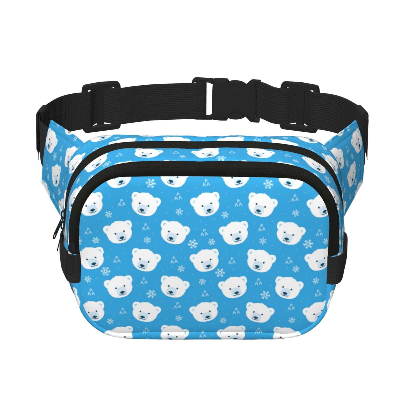 Hirioo Cute Polar Bear for Double Layer Waist Bag Adjustable Fanny Pack For Travel Running Hiking