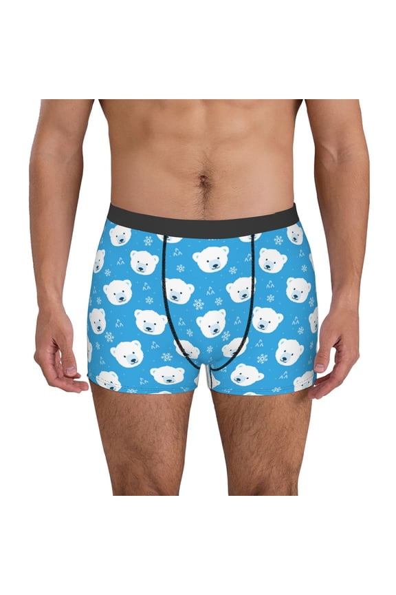 Cute Polar Bear for Men's Boxer Briefs Men Cotton Underwear Boxer Briefs Panties-Large