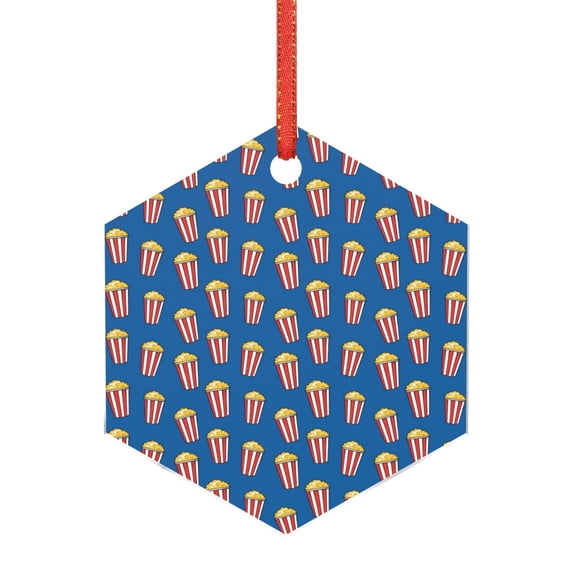 Hirioo Cute Popcorn for Acrylic Christmas Pendant Hanging Christmas Tree Ornaments, Car, Home, Office Gift Decor-Hexagon