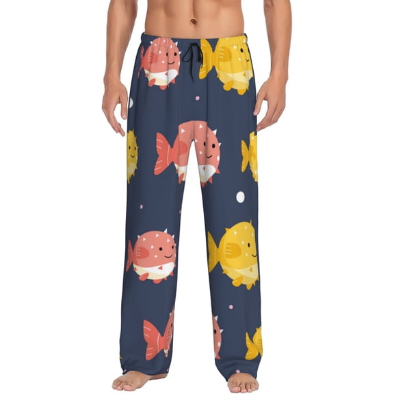 Hirioo Cute Puffer Fish for Women's PJ Pajama Pants Sleep Pants Women's Home Trousers with Pockets,S-3XL-Large