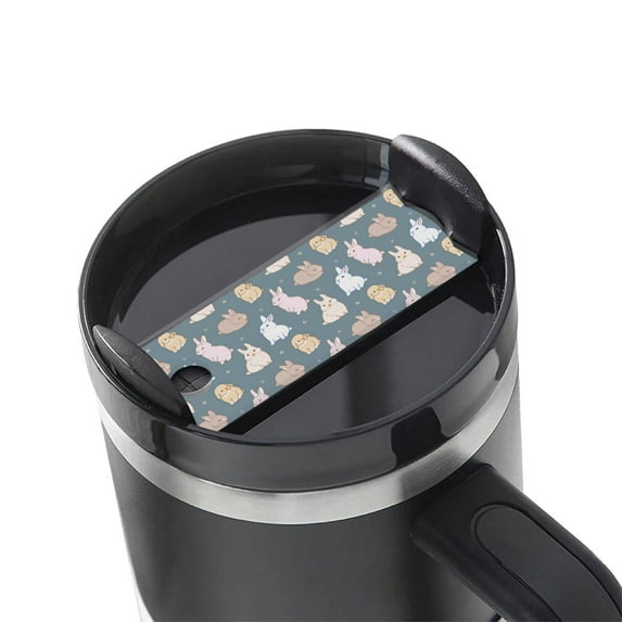 Hirioo Cute Rabbit for Stanley Cup Lid Nameplate Personalized Acrylic Nameplate Tumbler Lid Topper(30oz , 40oz)