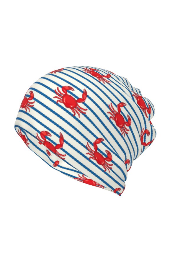 Cute Red Crabs With Nautical for Multifunction Beanie Hat for Men and Women Unisex for Winter Sports, Outdoor Activities, and Daily Wear