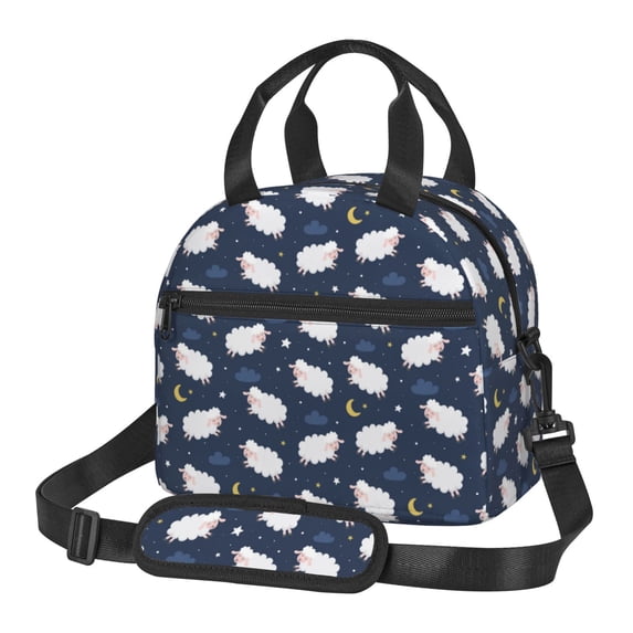 Hirioo Cute Sheep 1 for Crossbody Lunch Box for Women Men with Adjustable Shoulder Strap for School, Work and Travel