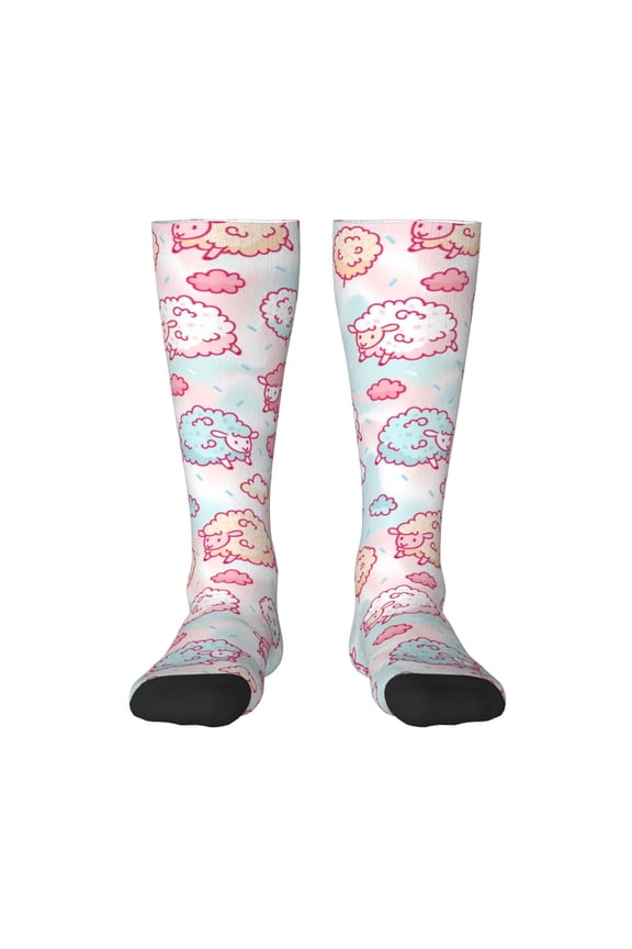 Cute Sheep for Adult Stockings Breathable Sock Non-Pilling,Contrasting Color Design