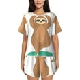 thumbnail image 1 of Hirioo Cute Sloth In Yoga Pose Tree for Women's 2 Piece Short-Sleeved Pajama PJ Sets for Women Shorts with Pockets Womens Lounge Set-Medium, 1 of 6