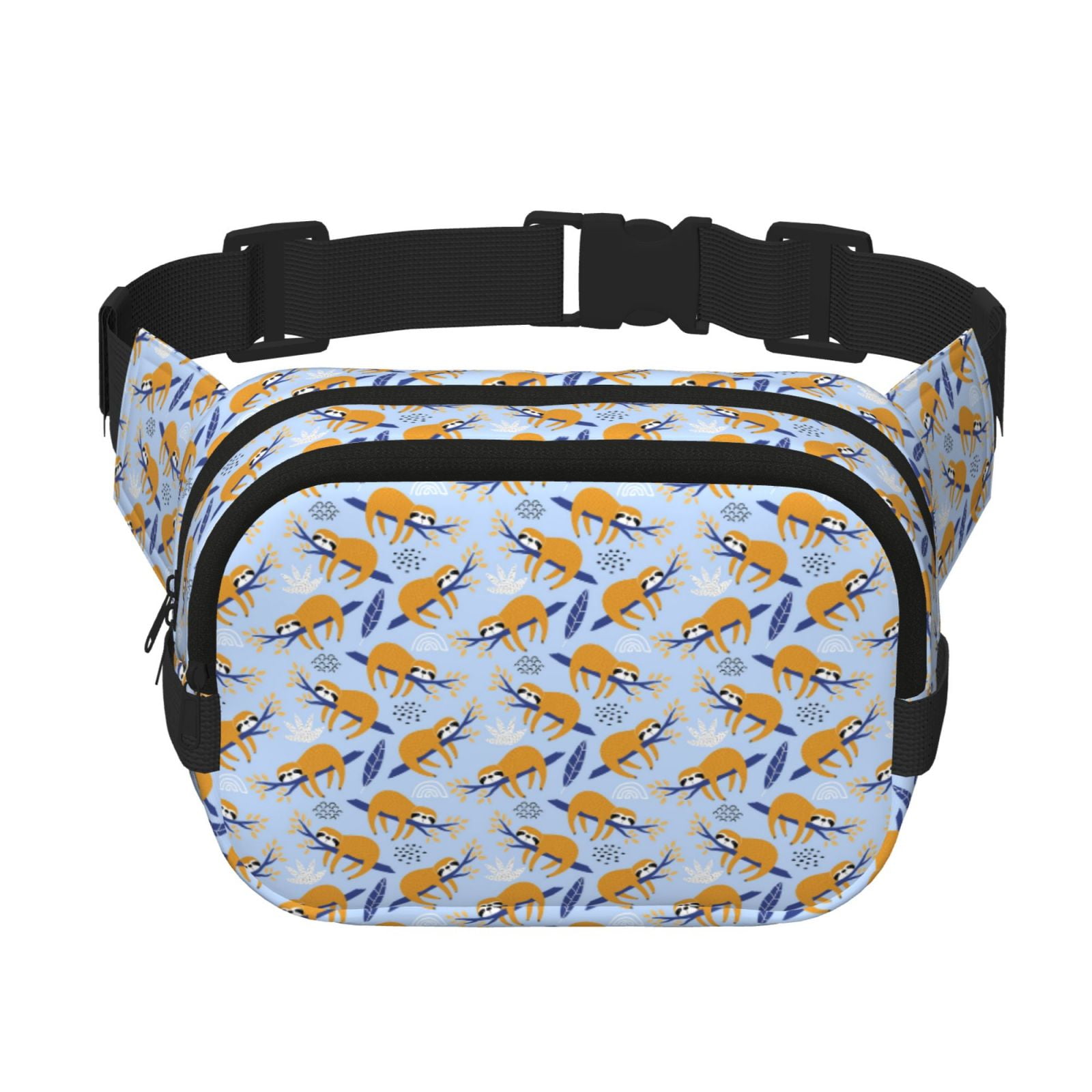 Hirioo Cute Sloth for Double Layer Waist Bag Adjustable Fanny Pack For Travel Running Hiking