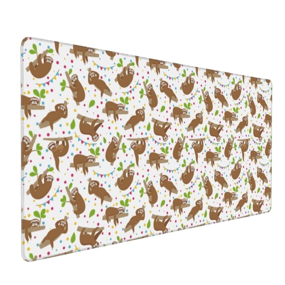 Hirioo Cute Sloth for Mouse Pad ,Anti-Slip Base, Durable Stitched Edges, Perfect for Gaming, Office, and Home Use,16x35.5in