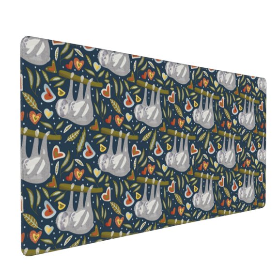Hirioo Cute Sloth for Mouse Pad ,Anti-Slip Base, Durable Stitched Edges, Perfect for Gaming, Office, and Home Use,16x35.5in