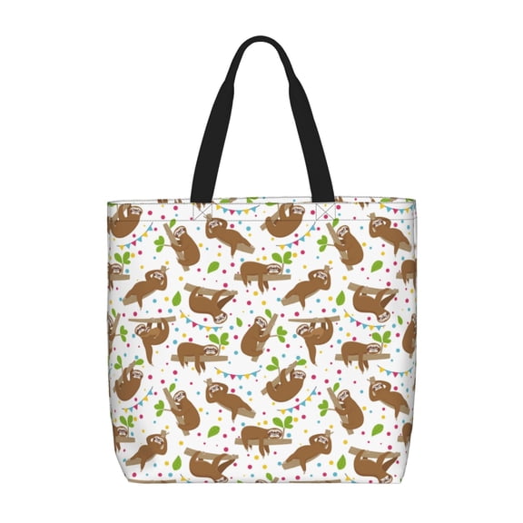 Hirioo Cute Sloth for Tote Bag for Women, Quilted Shoulder Bag with Zipper, Large Capacity Handbags for Casual, Travel, Work