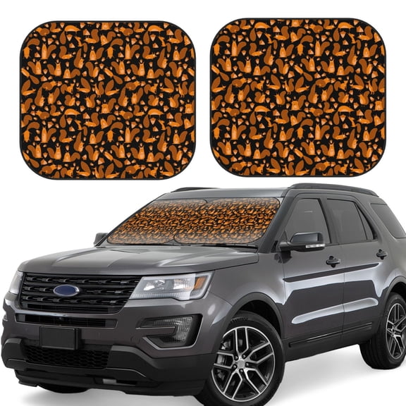 Hirioo Cute Squirrel for 2PCS Windshield Sun Shade Foldable | Front Windshield Shade for Sun, Heat and UV Rays-Small