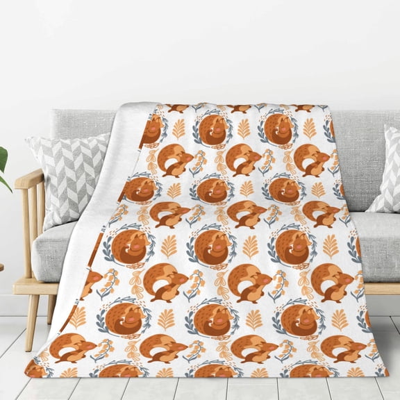 Hirioo Cute Squirrel for Flannel Blanket, Cozy and Warm Throw for Bed or Couch ,Perfect for All Seasons-50"x40"