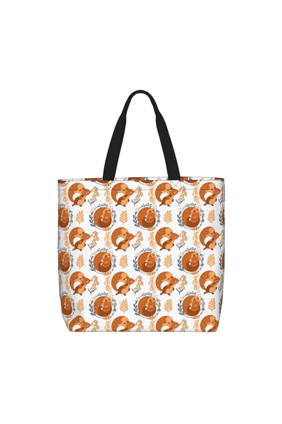 Cute Squirrel for Tote Bag for Women, Quilted Shoulder Bag with Zipper, Large Capacity Handbags for Casual, Travel, Work