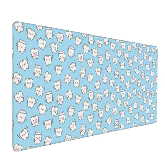 Hirioo Cute Teeth for Mouse Pad ,Anti-Slip Base, Durable Stitched Edges, Perfect for Gaming, Office, and Home Use,16x35.5in