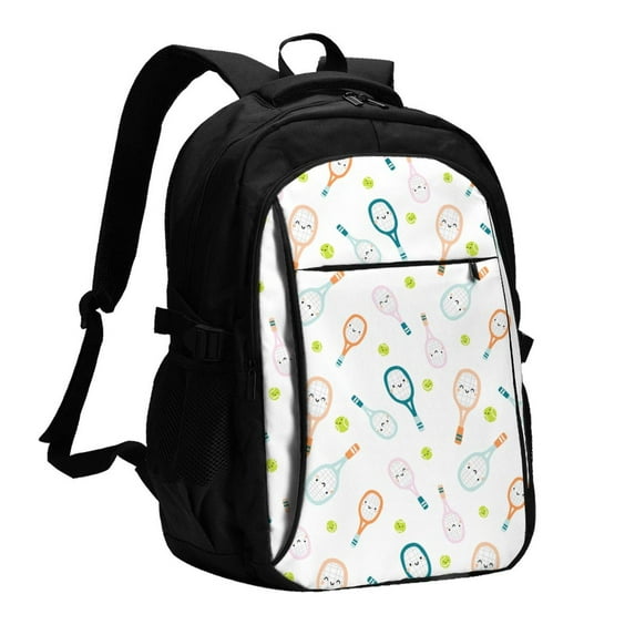 Hirioo Cute Tennis Rackets for Travel Laptop Backpack with USB Charging Port for Men and Women