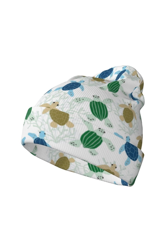 Cute Turtle for Men's Knit Cuffed Beanie for Outdoor Activities Unisex