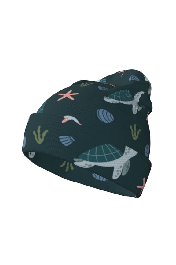 Cute Turtle for Men's Knit Cuffed Beanie for Outdoor Activities Unisex