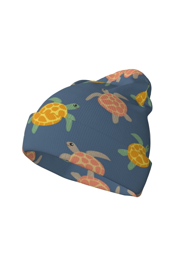 Cute Turtle for Men's Knit Cuffed Beanie for Outdoor Activities Unisex