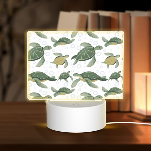 Hirioo Cute Turtle for Rectangular Acrylic with Night Light Best Gifts for Lover Girl Mom, Valentine's Day Anniversary Birthday Wedding Present
