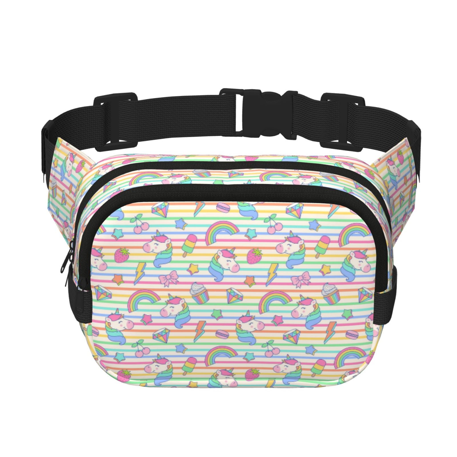Hirioo Cute Unicorn for Double Layer Waist Bag Adjustable Fanny Pack For Travel Running Hiking