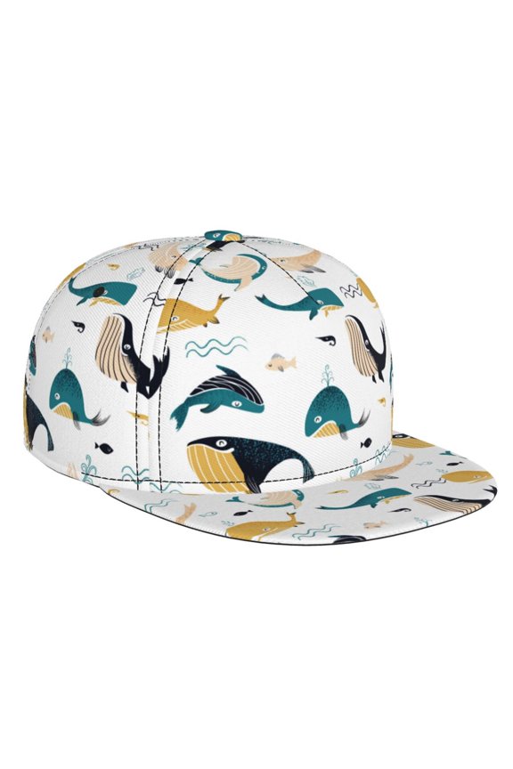Cute Whale for Baseball Cap Men Cap Flat Brim for Men Women Teens Adjustable Baseball Cap