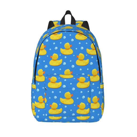 Hirioo Cute Yellow Rubber Ducks Canvas Backpack, Durable Travel Backpack with Multiple Compartments,Large Capacity, Backpack for School, Hiking, Work