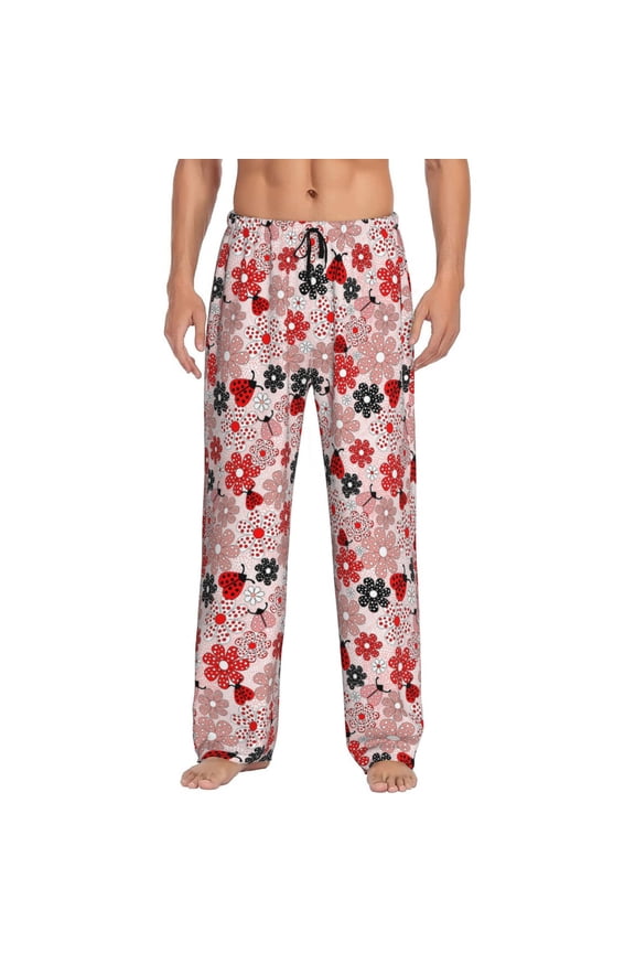 Cute ladybugs red for Women's PJ Pajama Pants Sleep Pants Women's Home Trousers with Pockets,S-3XL-Small