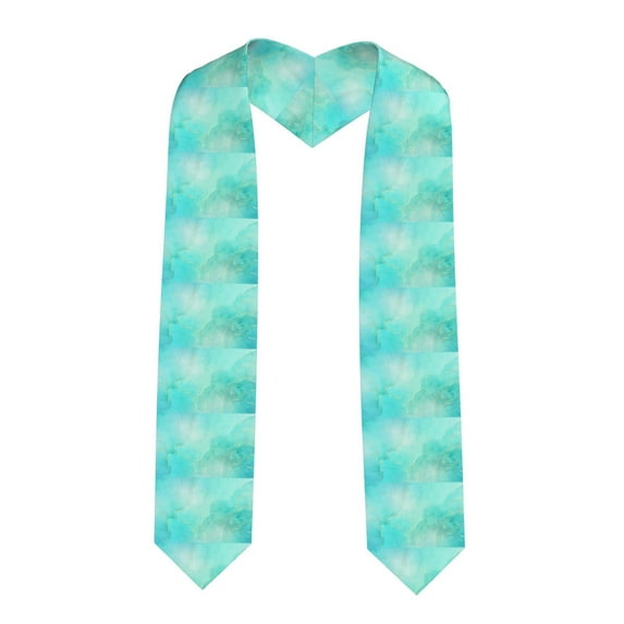 Hirioo Cyan Mint Marble for 72" Graduation Shawl Stole Unisex Adults Graduation Sash Honor Graduation Stole for High School and College-Sharp Corner