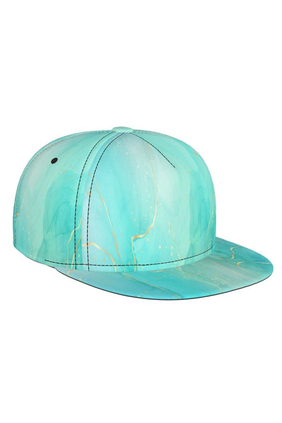 Cyan Mint Marble for Baseball Cap Men Cap Flat Brim for Men Women Teens Adjustable Baseball Cap