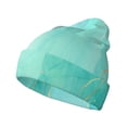 thumbnail image 1 of Hirioo Cyan Mint Marble for Men's Knit Cuffed Beanie for Outdoor Activities Unisex, 1 of 6