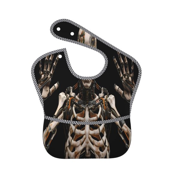 Hirioo Cyber Skeleton With Tattoos for Baby Waterproof Pocket Bib Adjustable Closed for Babies Toddlers with Large Pocket 6-24Months