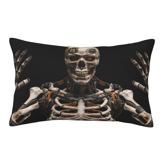 Hirioo Cyber Skeleton With Tattoos for Plush Pillow Cover for Bedroom and Living Room ,Elegant, Comfortable Home Decor-20"x30"