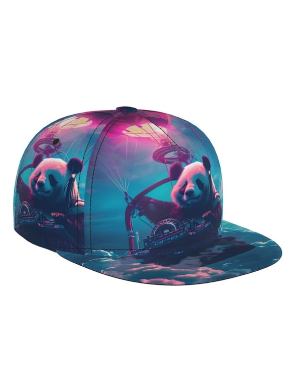 DJ Panda Hot Air Balloon for Baseball Cap Men Cap Flat Brim for Men Women Teens Adjustable Baseball Cap