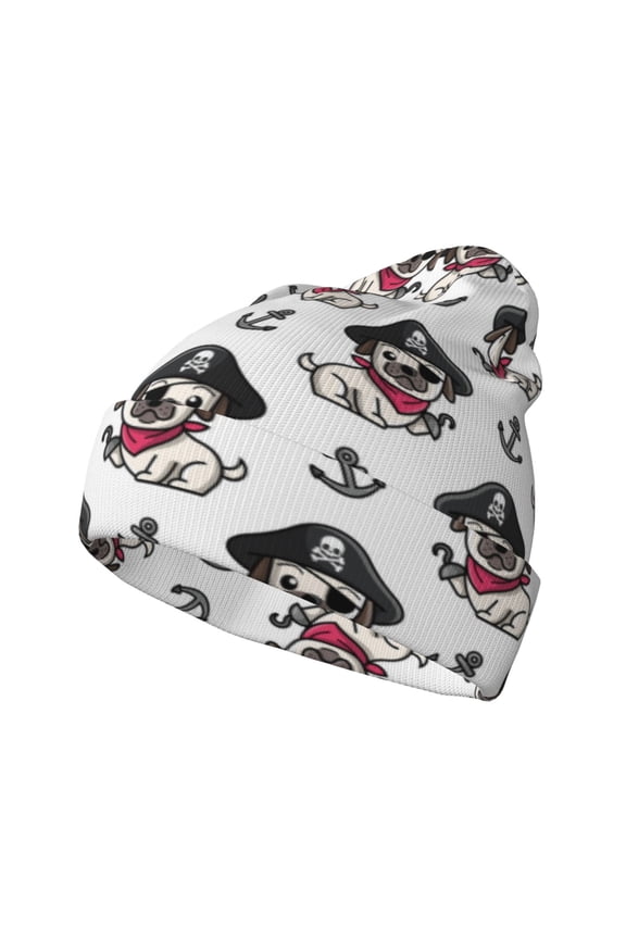 DOG IS WEARING PIRATE COSTUME for Men's Knit Cuffed Beanie for Outdoor Activities Unisex