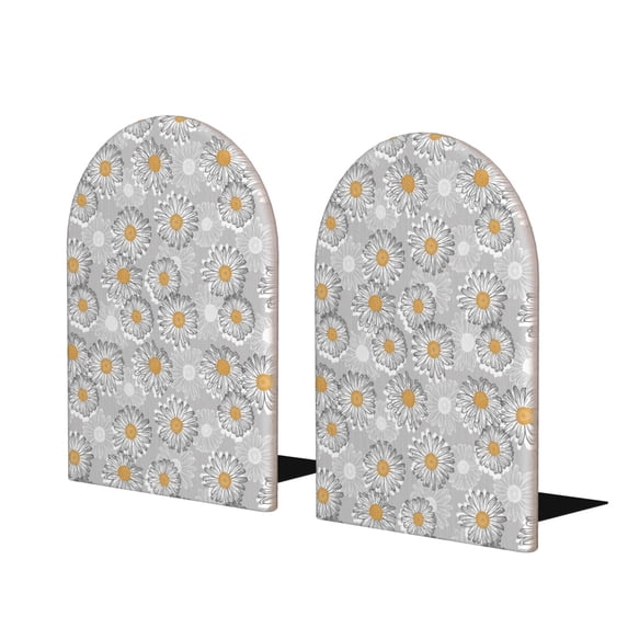 Hirioo Daisies Flowers for Bookends Decorative Bookends for Shelves for Home or Office, Non-Slip Base