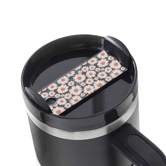 Hirioo Daisies Flowers for Stanley Cup Lid Nameplate Personalized Acrylic Nameplate Tumbler Lid Topper(30oz , 40oz)